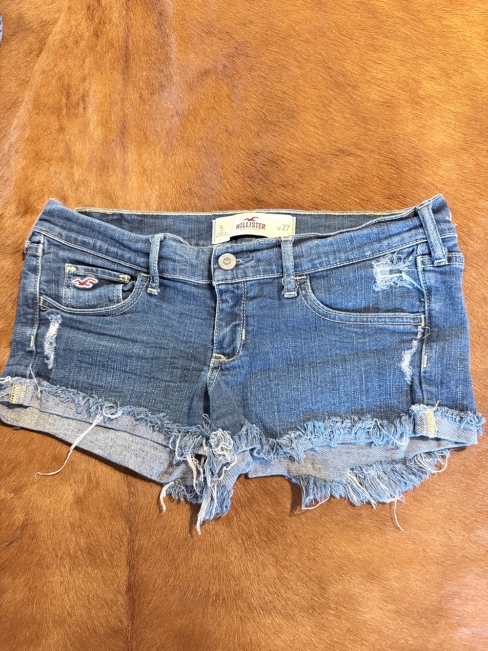 Hollister Distressed Blue Denim Cutoff Shorts